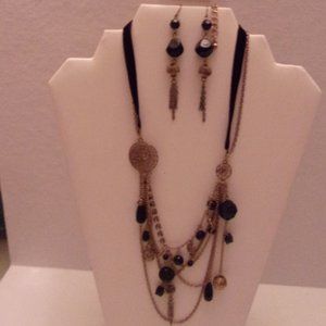 TAMINA DANGLE EARRINGS & NECKLACE. NWTS. TUB2-1